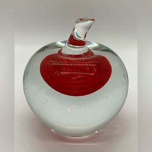 Hand Blown glass “Murano” style Apple paperweight!
